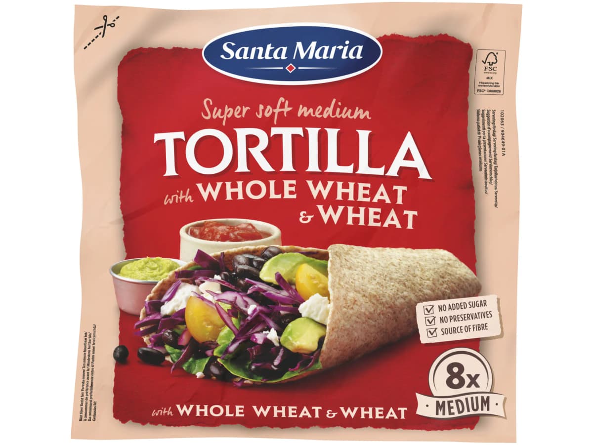 Tortilla wraps with whole wheat medium 8 stuks 320g