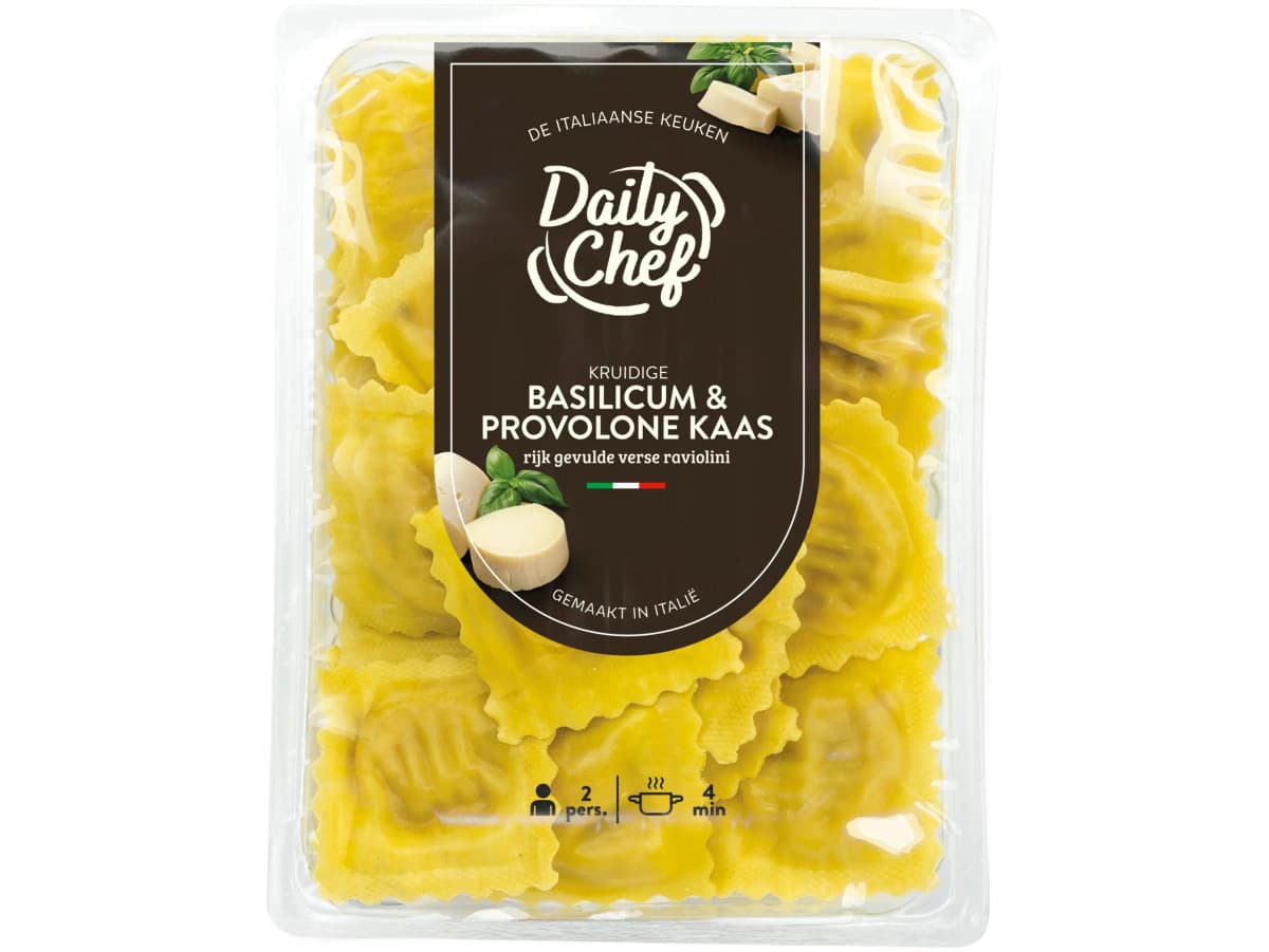 Raviolini basilicum provolone