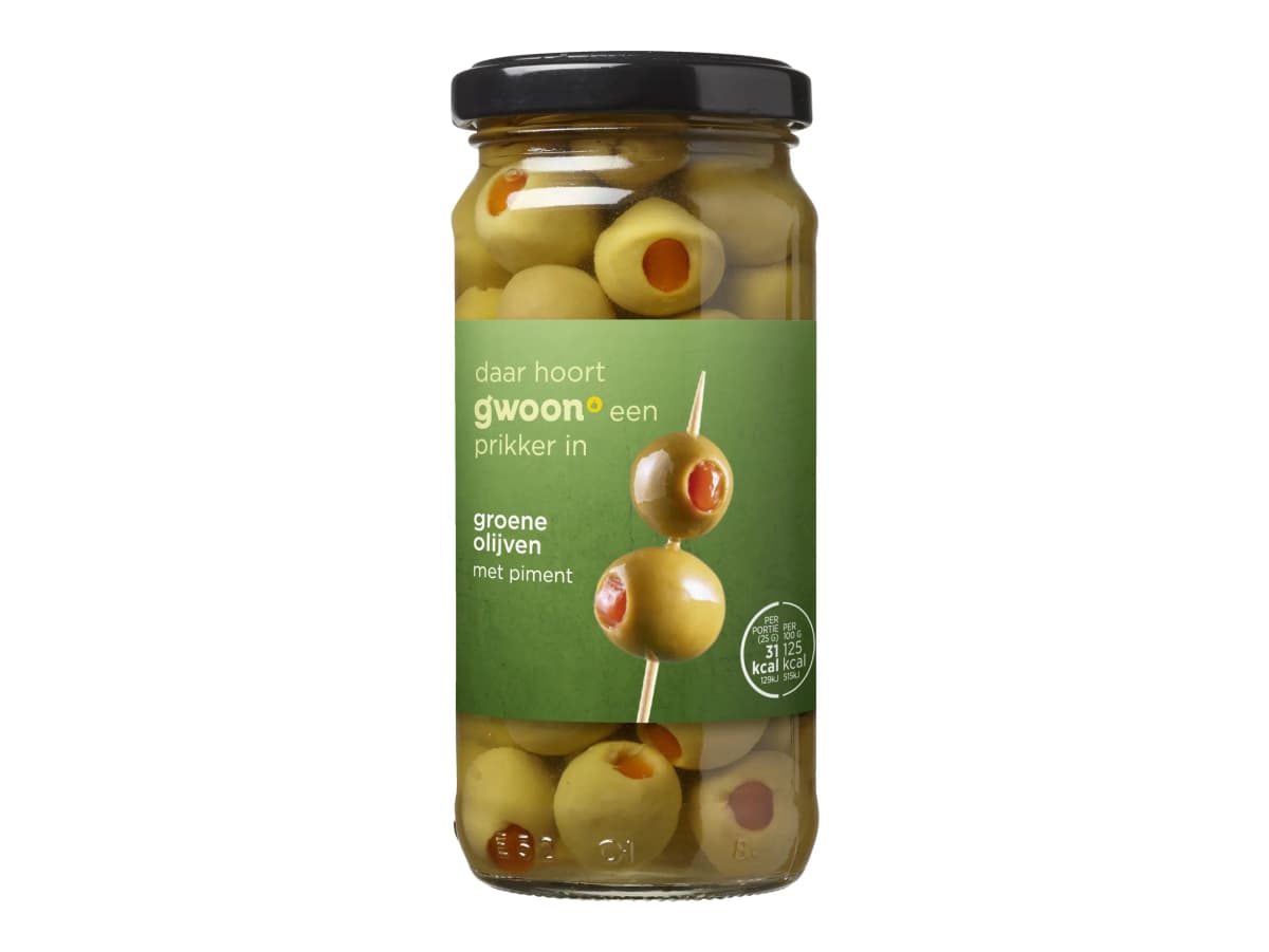 Groene olijven met piment
