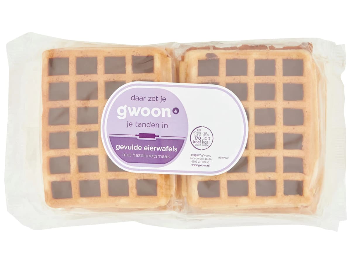 Gevulde eierwafels hazelnoot