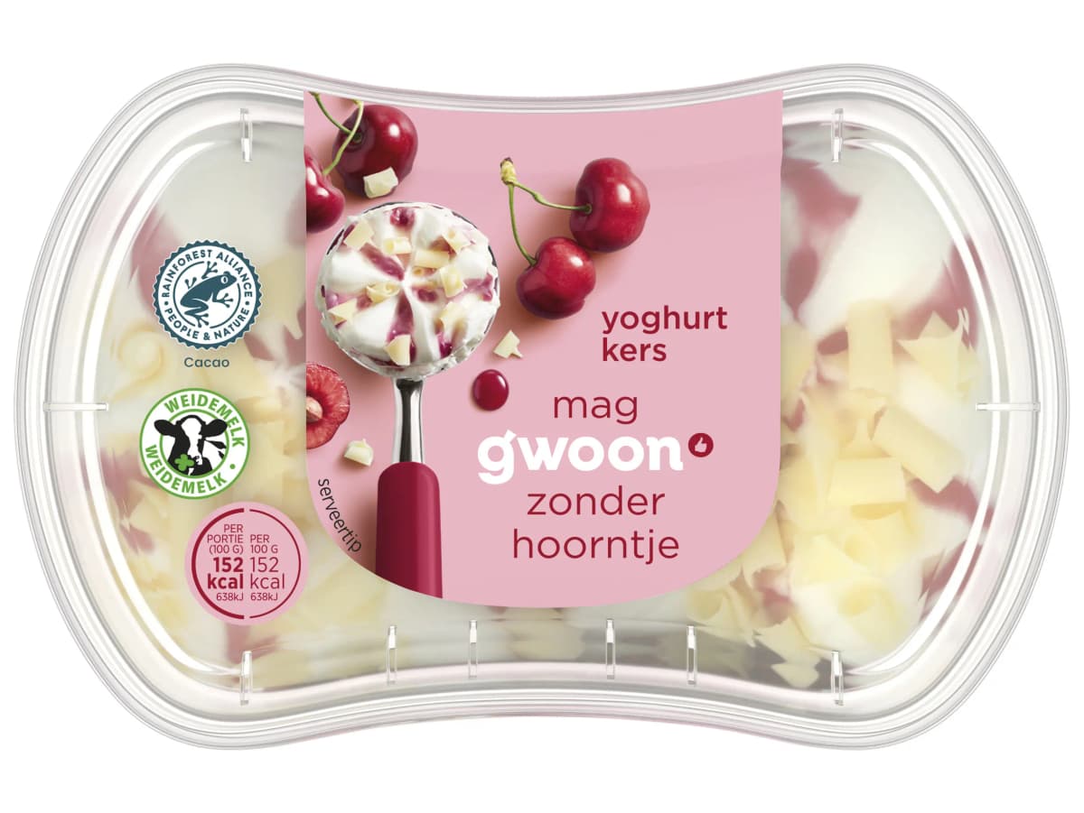 Mini ijsbakje yoghurt kers