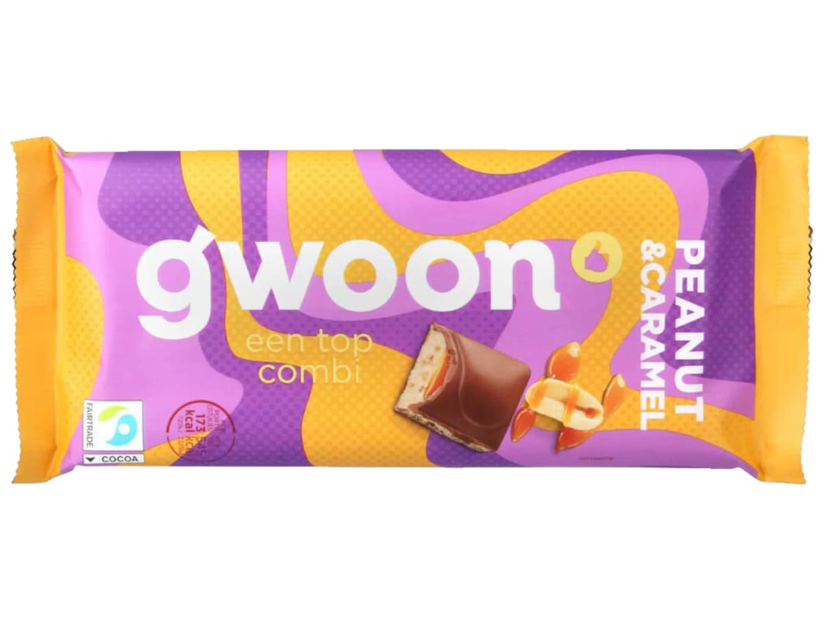 Pinda karamel chocoladereep Pinda karamel chocoladereep