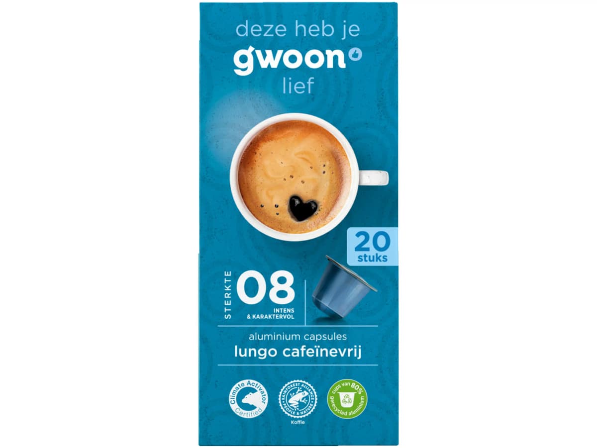 Koffiecapsules lungo cafeinevrij