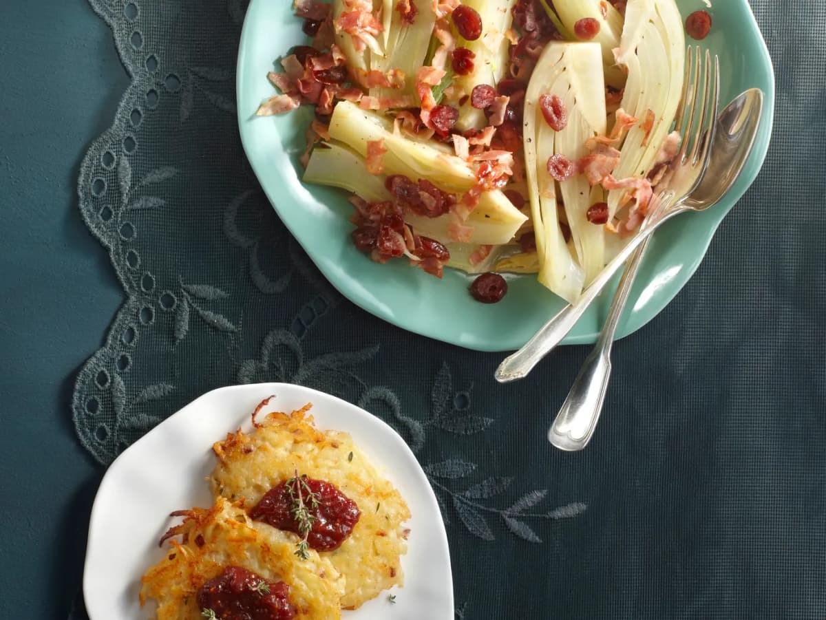 Aardappelpoffers met gekruide cranberry's