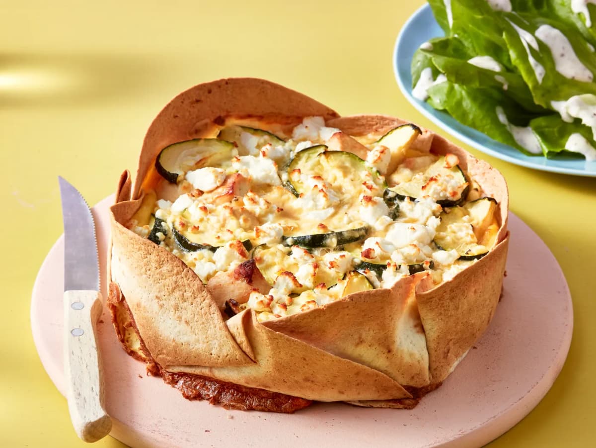 Quiche uit de airfryer met kip en courgette