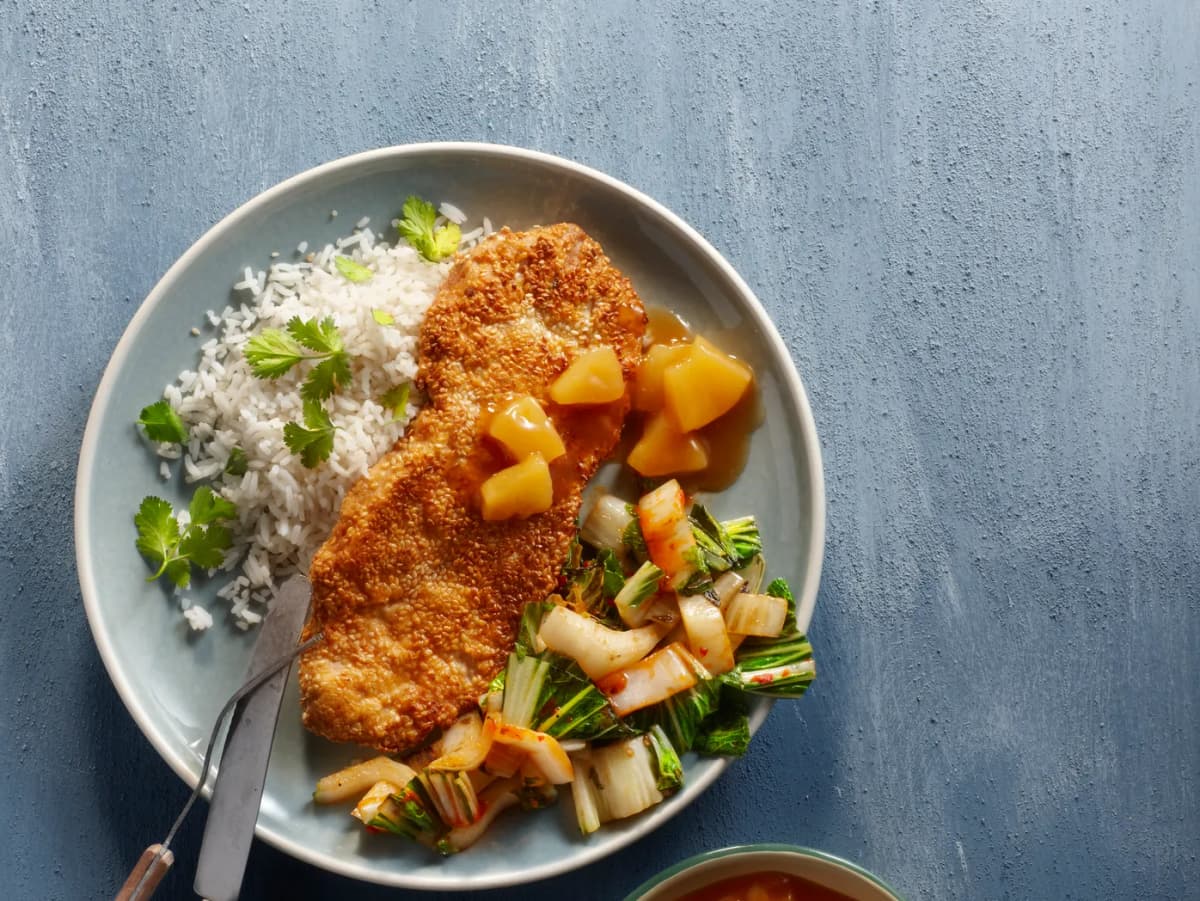 Oosterse schnitzel met sambal en sesam