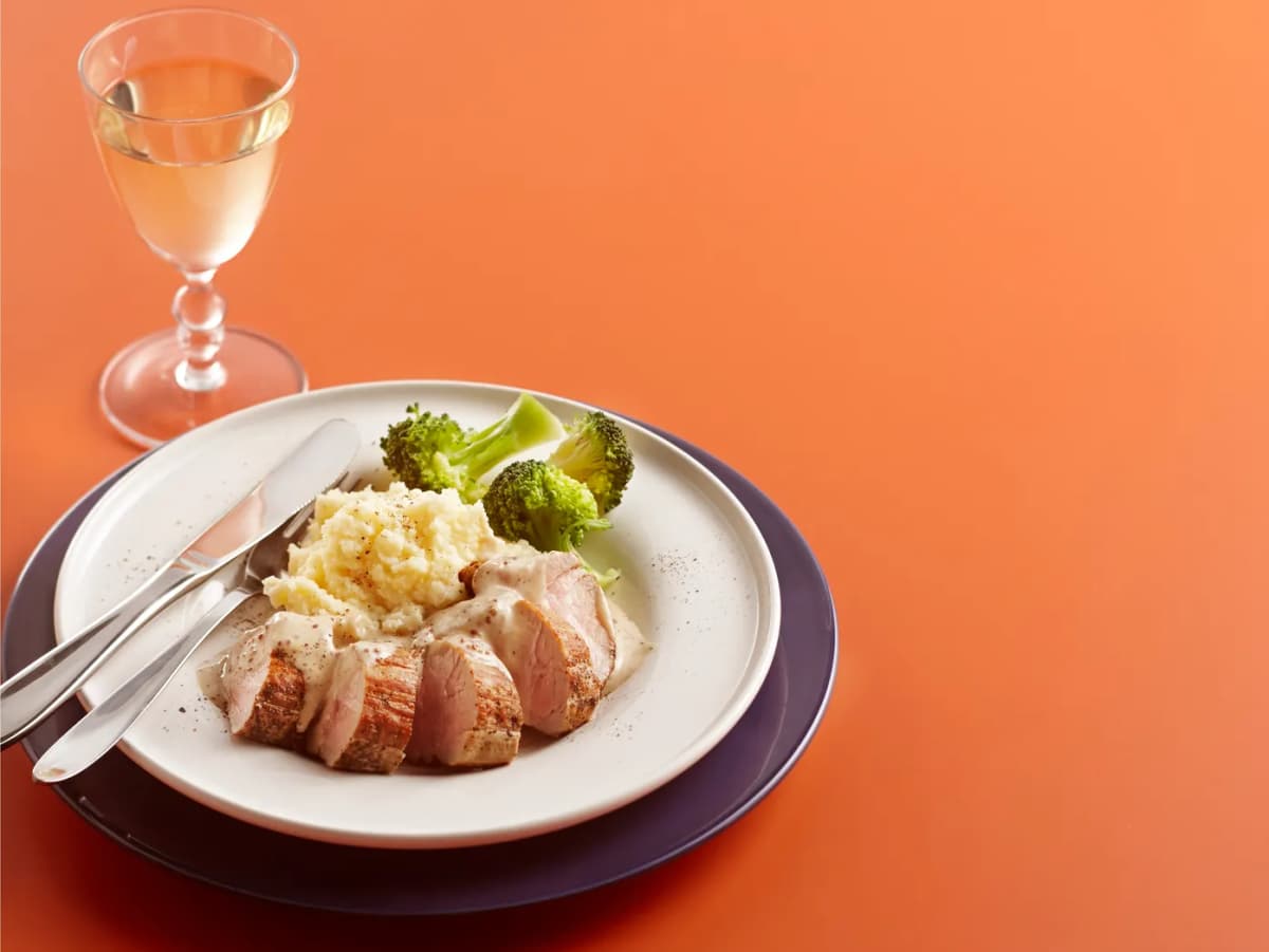 Varkenshaasje met mosterd-roomsaus