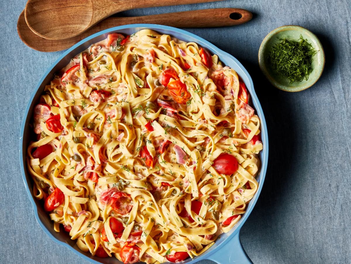 Romige tagliatelle met tomaat