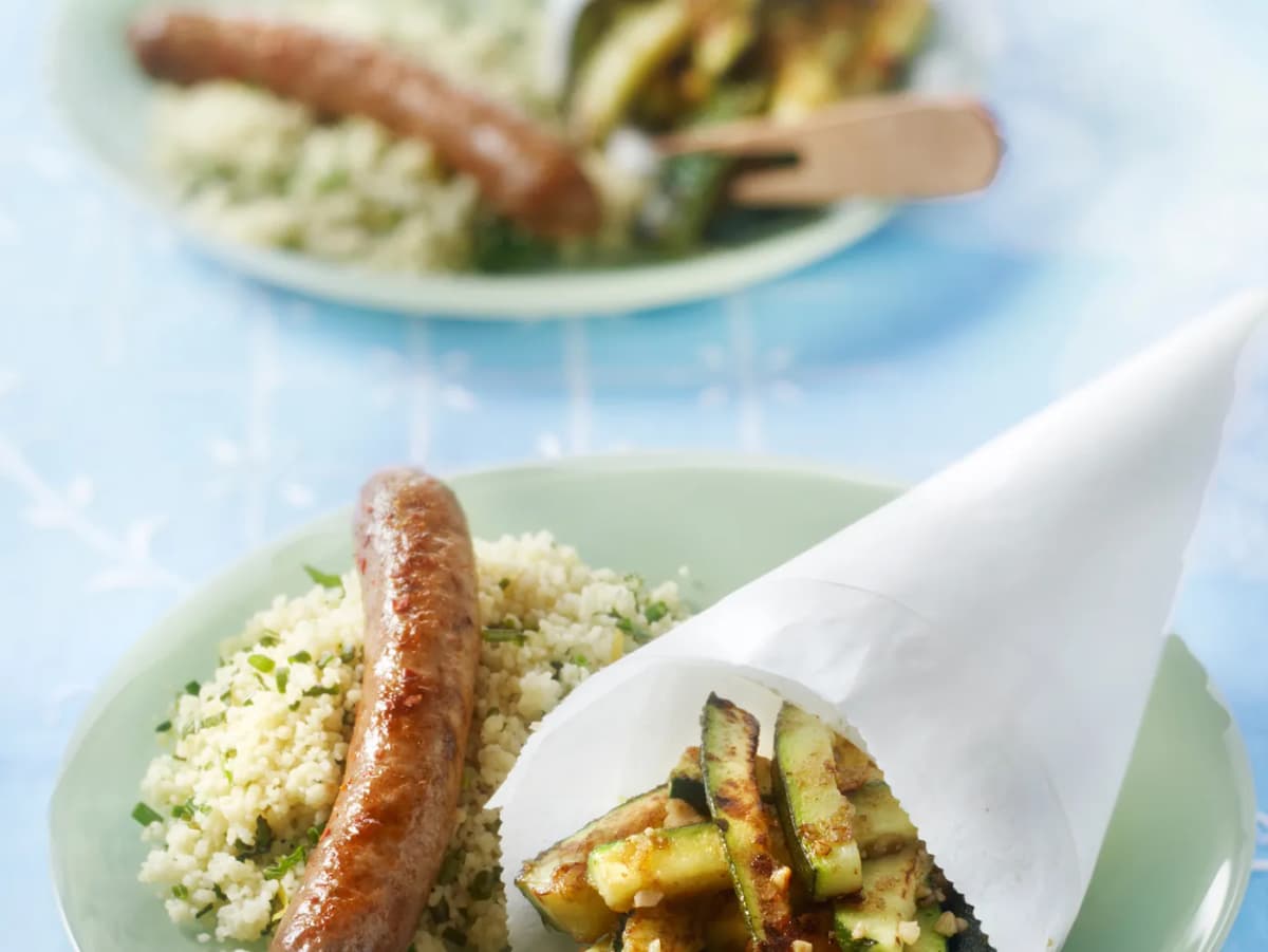Courgettefrieten met kruidencouscous