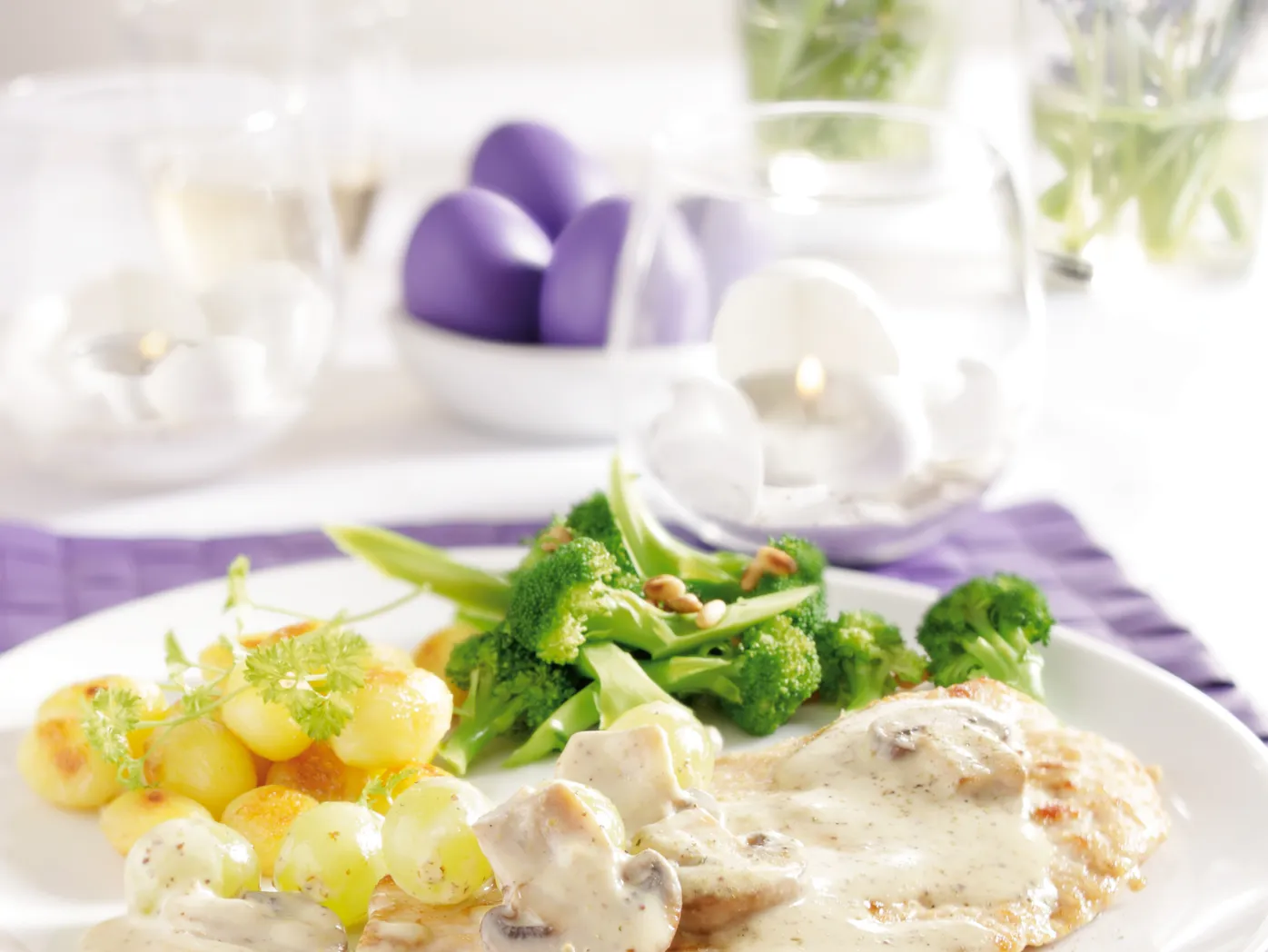 Kalkoen met champignon-druivensaus