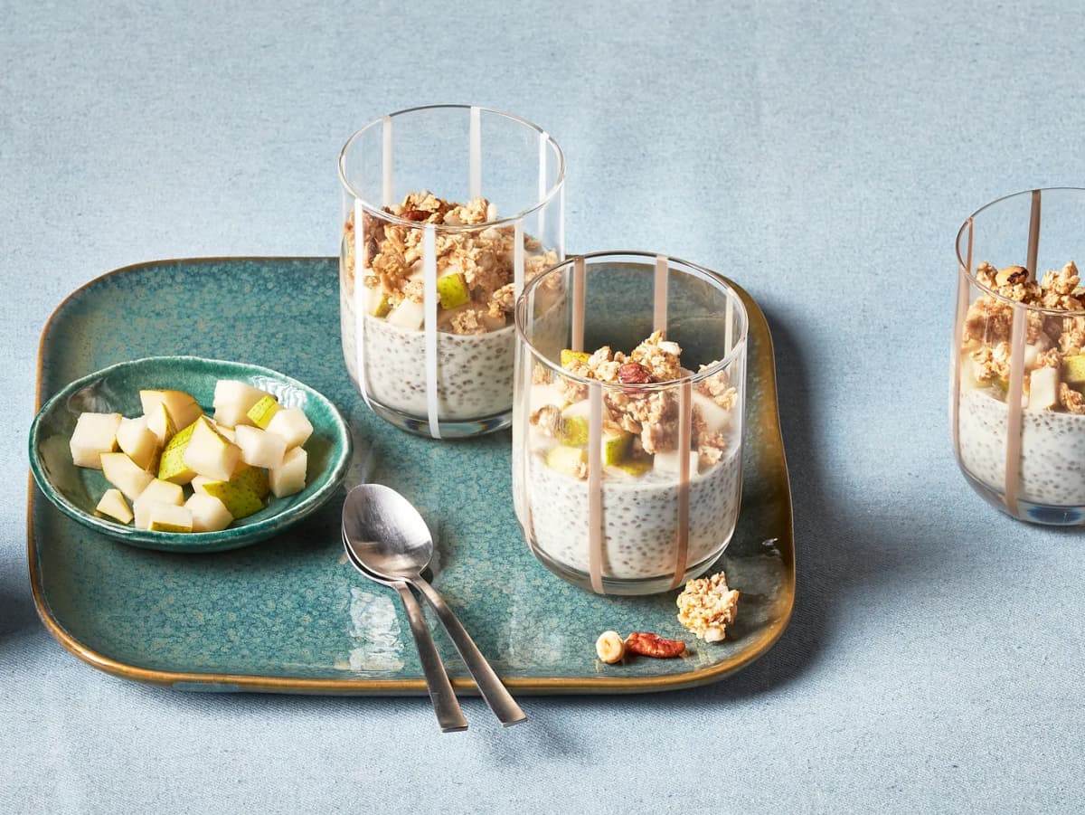 Peer-chiapudding met vanille