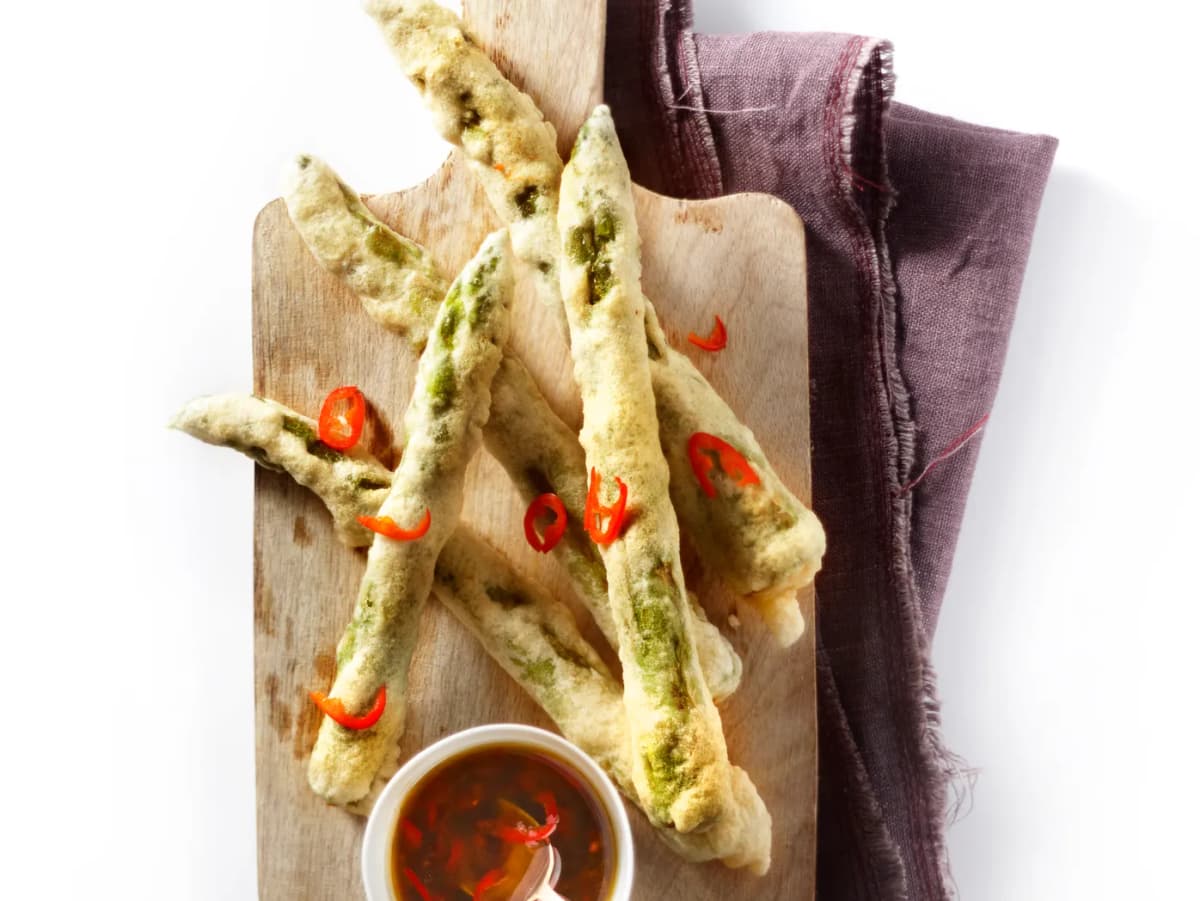 Krokante asperges met sojadip