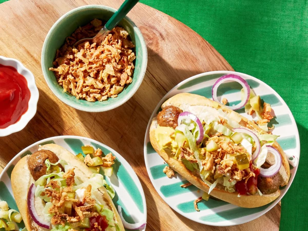 Vegetarische hotdogplank